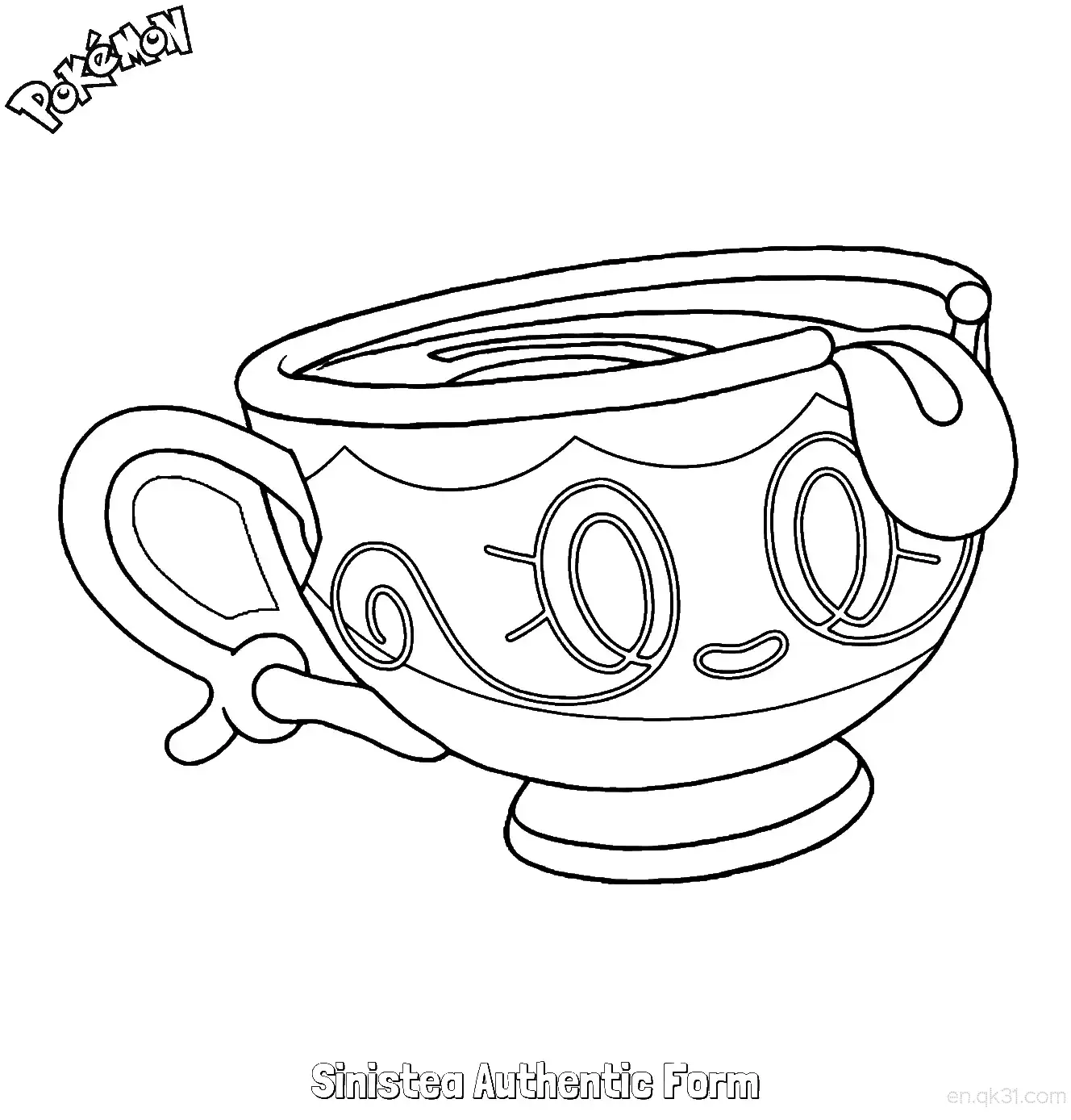 来悲茶 真品形态简笔画 - 免费可打印宝可梦简笔画简笔画涂色画 – 为儿童和成人提供的免费可打印简笔画涂色画
